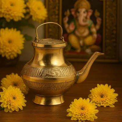 Habere India-All the Cultures Fabricating India Traditional Brass Pooja Kalash